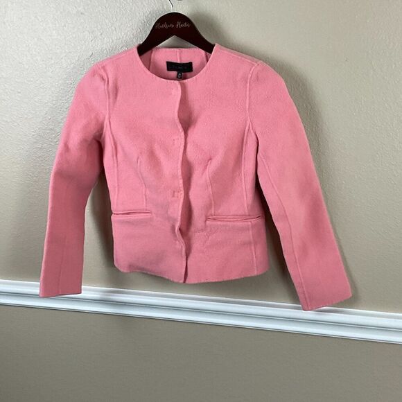 Talbots Women Pink XS Blazer Wool Blend Hidden Buttons Fitted Comfort Pockets R3 - Picture 2 of 12